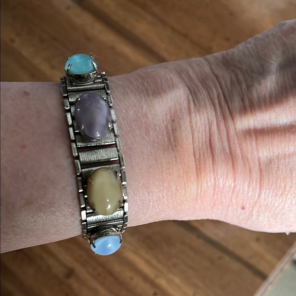 Elegant Silver Bracelet with Multicolor Stones